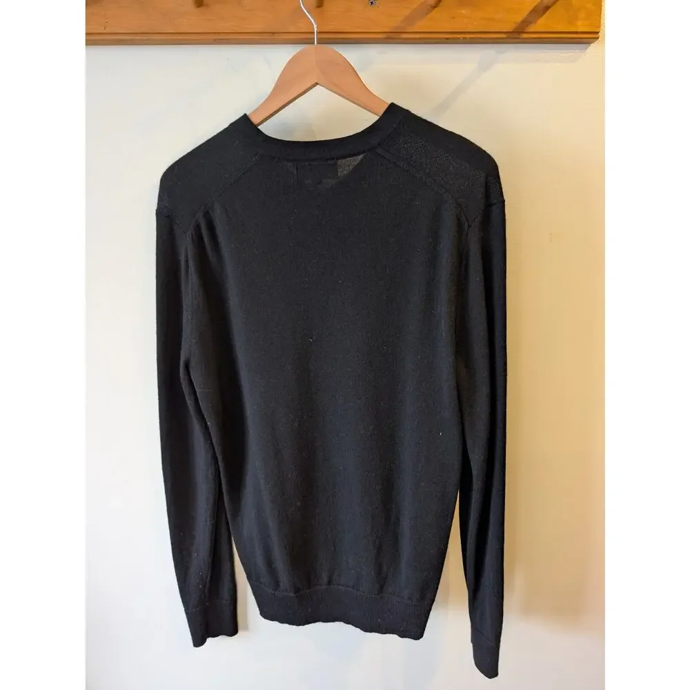 Banana Republic 100% Merino Wool V-Neck Sweater Black Men's Medium